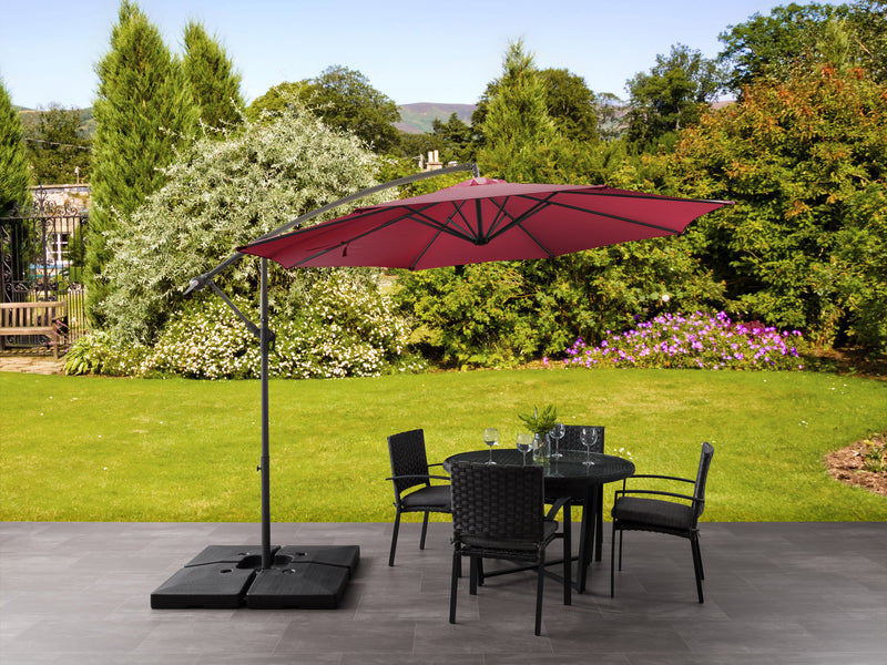 wine red offset patio umbrella 400 Series lifestyle scene CorLiving