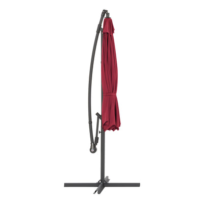 wine red offset patio umbrella with base 400 Series product image CorLiving#color_ppu-wine-red
