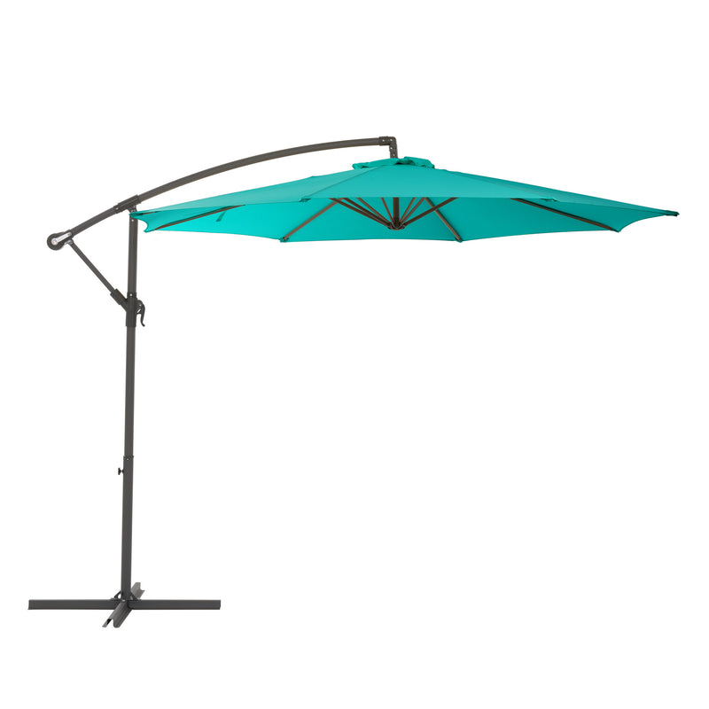 turquoise blue offset patio umbrella with base 400 Series product image CorLiving