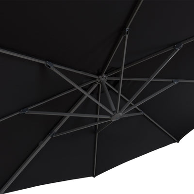 black deluxe offset patio umbrella with base 500 Series detail image CorLiving#color_ppu-black