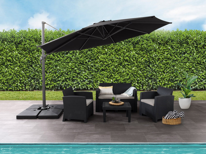 black deluxe offset patio umbrella 500 Series lifestyle scene CorLiving