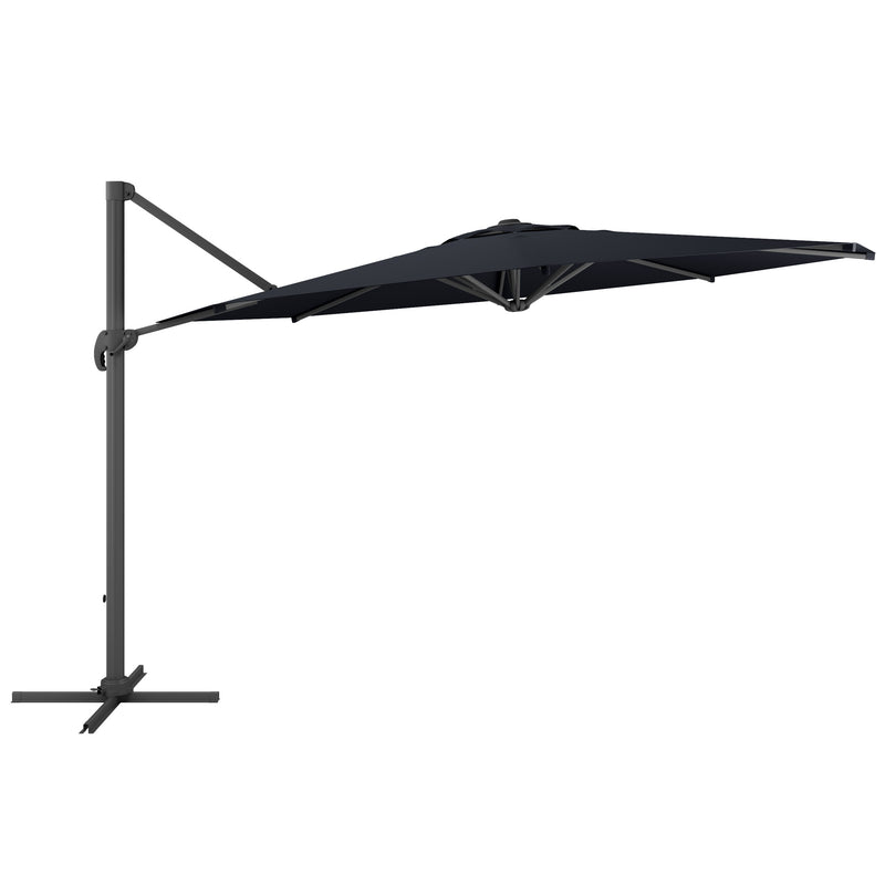 black deluxe offset patio umbrella with base 500 Series product image CorLiving