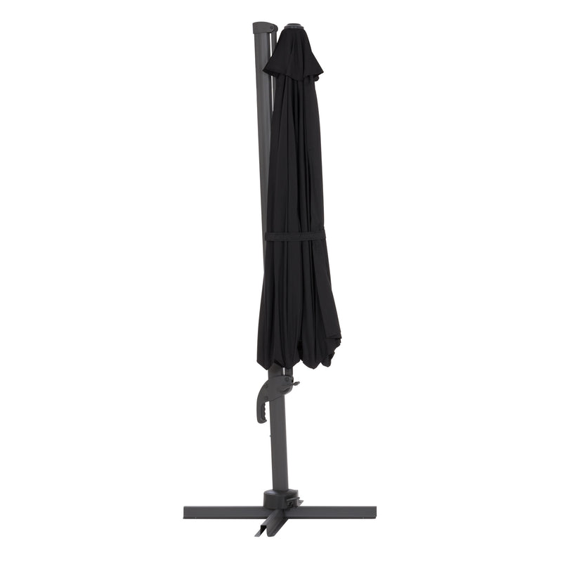 black deluxe offset patio umbrella with base 500 Series product image CorLiving