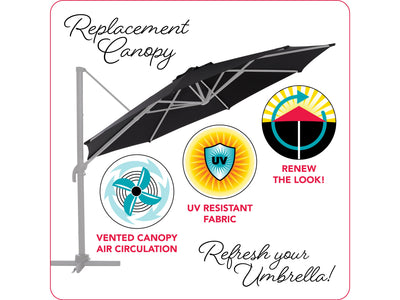 black deluxe offset patio umbrella canopy replacement 500 Series infographic CorLiving#color_black