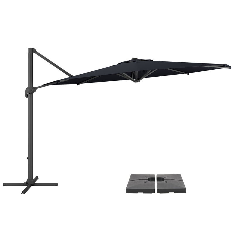 black deluxe offset patio umbrella with base 500 Series product image CorLiving