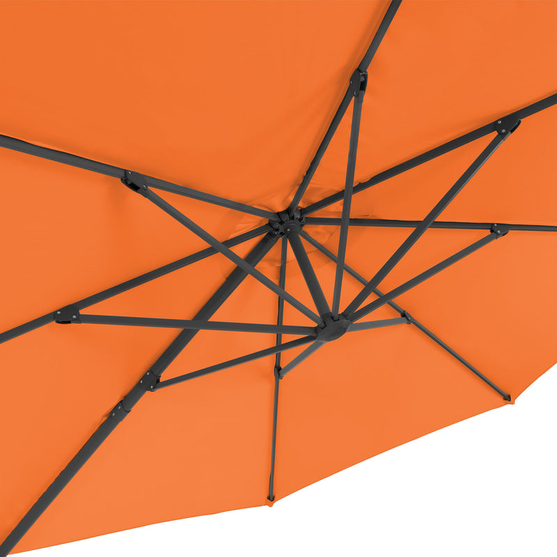orange deluxe offset patio umbrella with base 500 Series detail image CorLiving