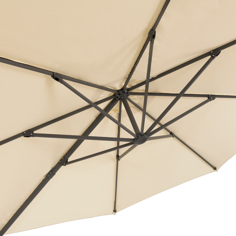 warm white deluxe offset patio umbrella with base 500 Series detail image CorLiving