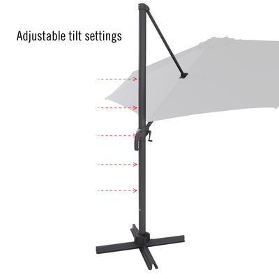 warm white deluxe offset patio umbrella with base 500 Series detail image CorLiving#color_ppu-warm-white
