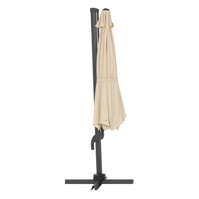 warm white deluxe offset patio umbrella with base 500 Series product image CorLiving