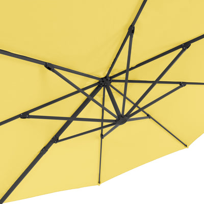 yellow deluxe offset patio umbrella with base 500 Series detail image CorLiving#color_ppu-yellow