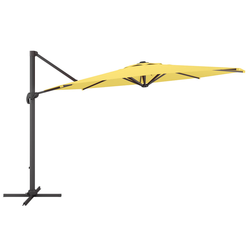 yellow deluxe offset patio umbrella with base 500 Series product image CorLiving