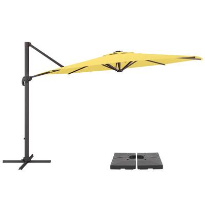 yellow deluxe offset patio umbrella with base 500 Series product image CorLiving#color_ppu-yellow