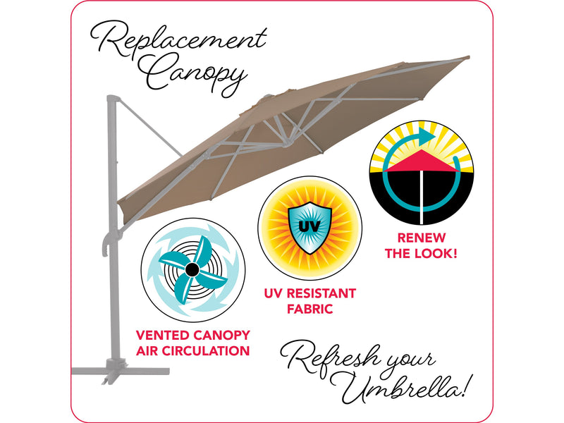 sandy brown deluxe offset patio umbrella canopy replacement 500 Series infographic CorLiving