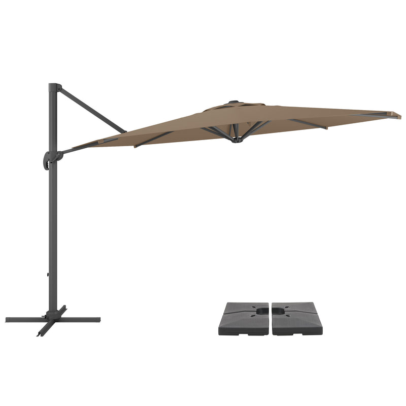 brown deluxe offset patio umbrella with base 500 Series product image CorLiving