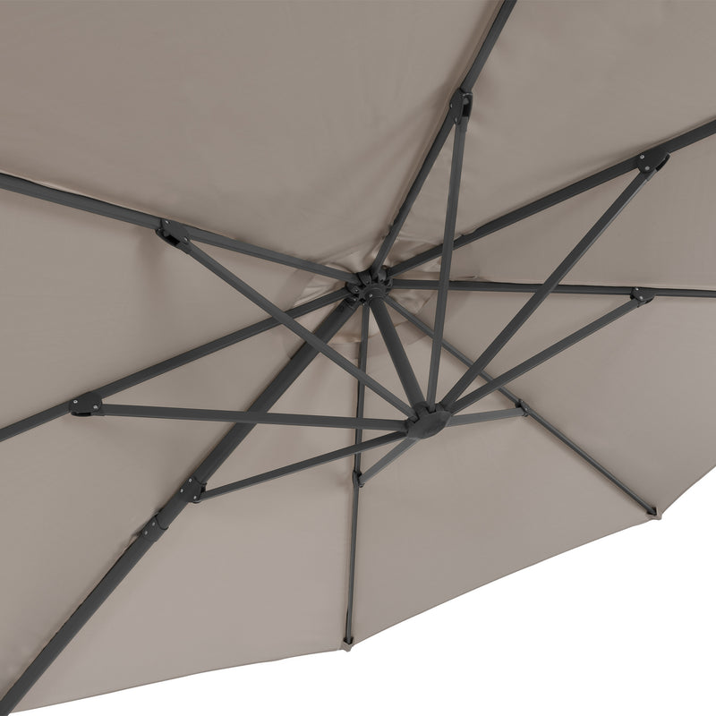 grey deluxe offset patio umbrella with base 500 Series detail image CorLiving
