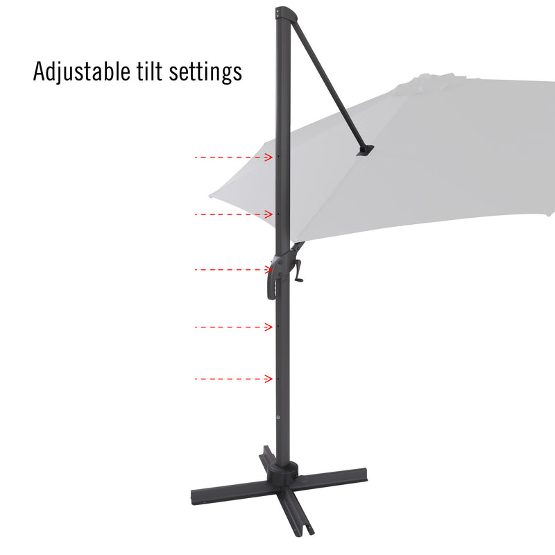 grey deluxe offset patio umbrella with base 500 Series detail image CorLiving