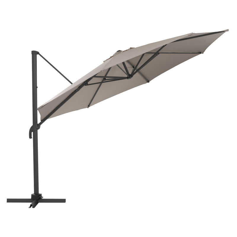 grey deluxe offset patio umbrella with base 500 Series product image CorLiving