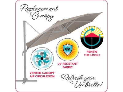 grey deluxe offset patio umbrella canopy replacement 500 Series infographic CorLiving#color_grey