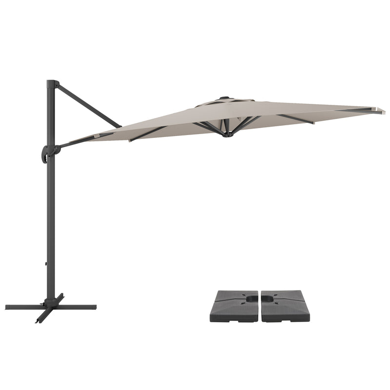 grey deluxe offset patio umbrella with base 500 Series product image CorLiving