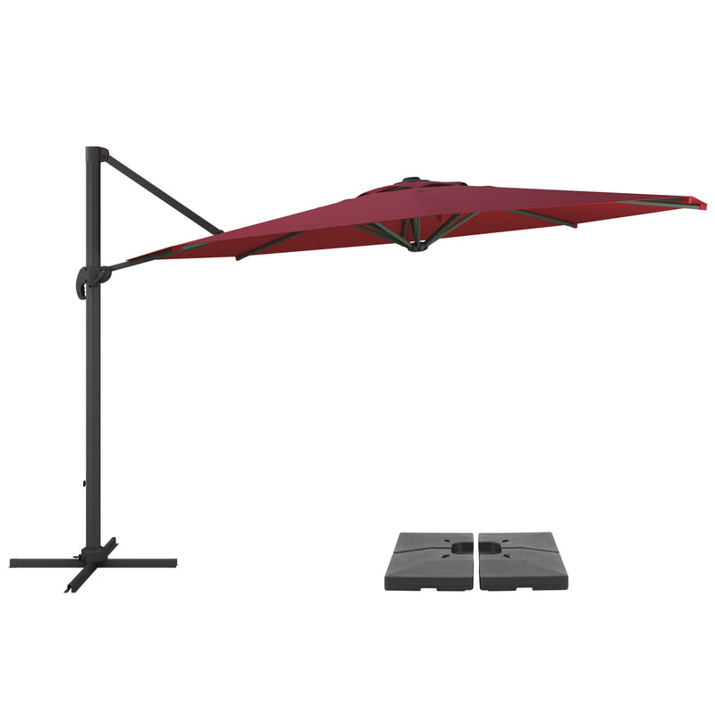 wine red deluxe offset patio umbrella with base 500 Series product image CorLiving