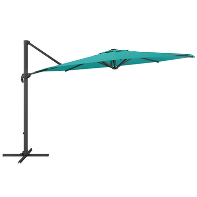 turquoise blue deluxe offset patio umbrella with base 500 Series product image CorLiving#color_ppu-turquoise-blue