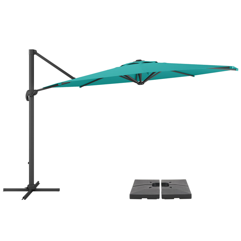 turquoise blue deluxe offset patio umbrella with base 500 Series product image CorLiving