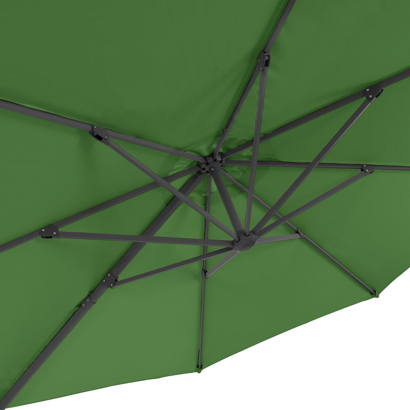 forest green deluxe offset patio umbrella with base 500 Series detail image CorLiving