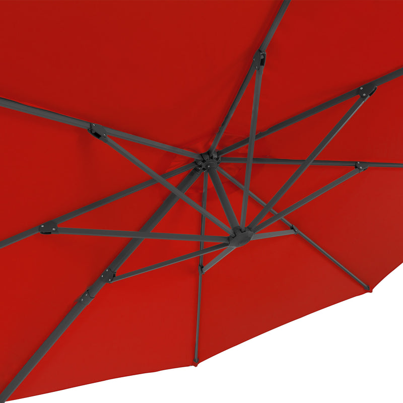 crimson red deluxe offset patio umbrella with base 500 Series detail image CorLiving