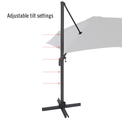 crimson red deluxe offset patio umbrella with base 500 Series detail image CorLiving#color_ppu-crimson-red