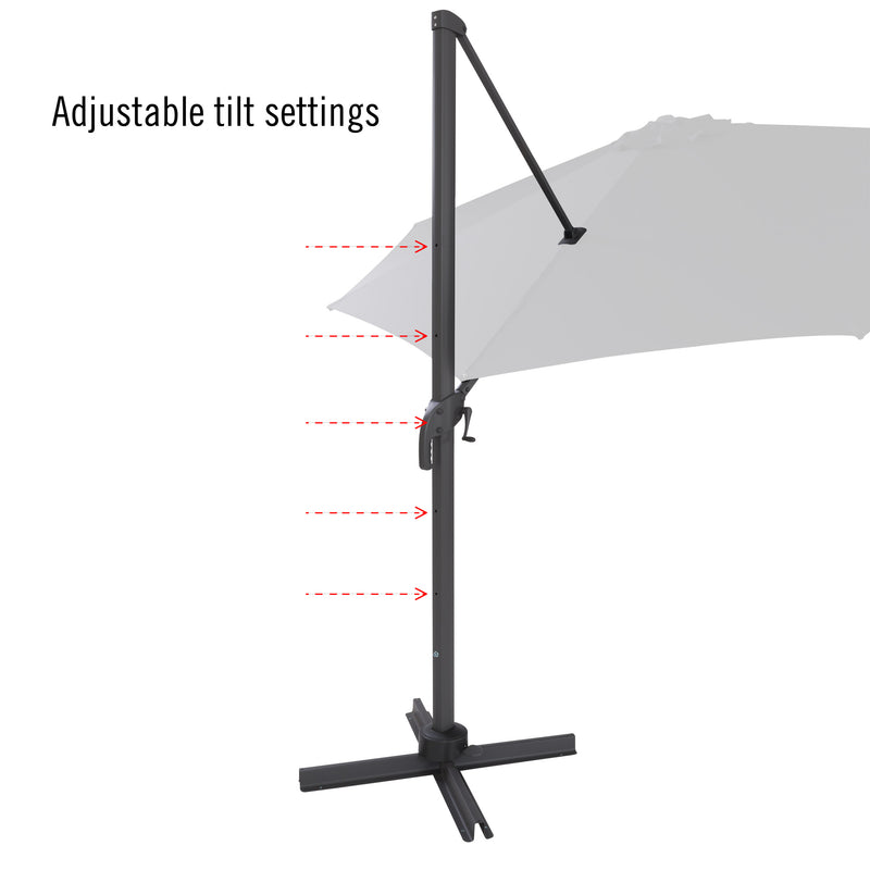 crimson red deluxe offset patio umbrella with base 500 Series detail image CorLiving