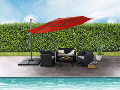 crimson red deluxe offset patio umbrella 500 Series lifestyle scene CorLiving#color_ppu-crimson-red