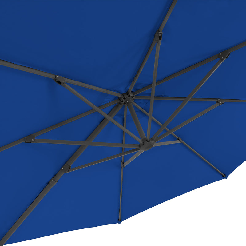 cobalt blue deluxe offset patio umbrella with base 500 Series detail image CorLiving