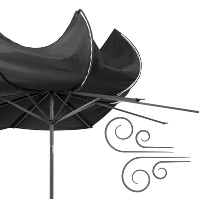 black large patio umbrella, tilting with base 700 Series detail image CorLiving#color_ppu-black