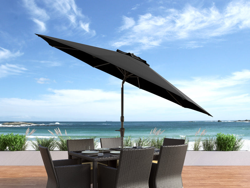 black large patio umbrella, tilting 700 Series lifestyle scene CorLiving