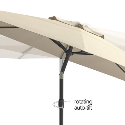 warm white large patio umbrella, tilting with base 700 Series detail image CorLiving#color_ppu-warm-white