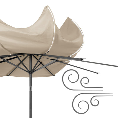 warm white large patio umbrella, tilting with base 700 Series detail image CorLiving#color_ppu-warm-white