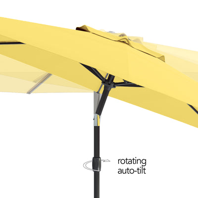 yellow large patio umbrella, tilting with base 700 Series detail image CorLiving#color_ppu-yellow