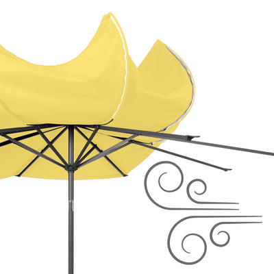yellow large patio umbrella, tilting with base 700 Series detail image CorLiving#color_ppu-yellow