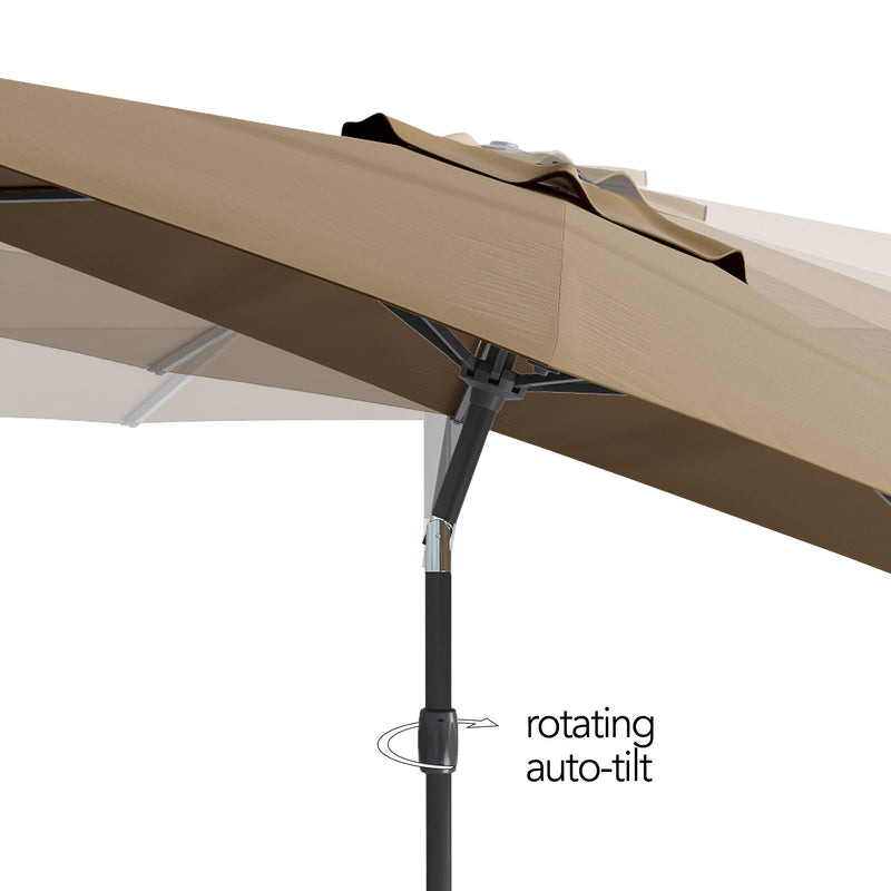 brown large patio umbrella, tilting with base 700 Series detail image CorLiving