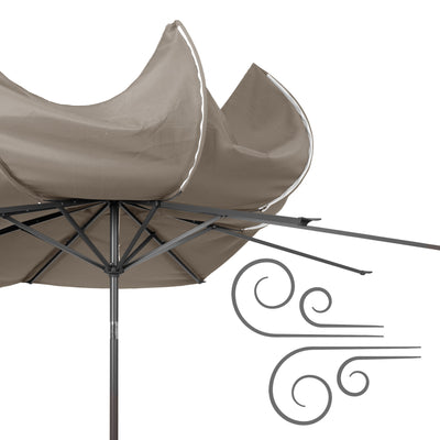 grey large patio umbrella, tilting with base 700 Series detail image CorLiving#color_ppu-grey