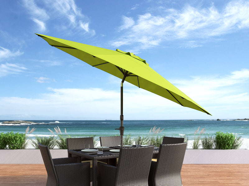 lime green large patio umbrella, tilting 700 Series lifestyle scene CorLiving