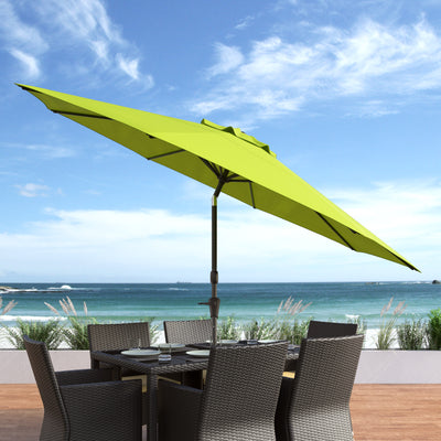 lime green large patio umbrella, tilting with base 700 Series lifestyle scene CorLiving#color_ppu-lime-green