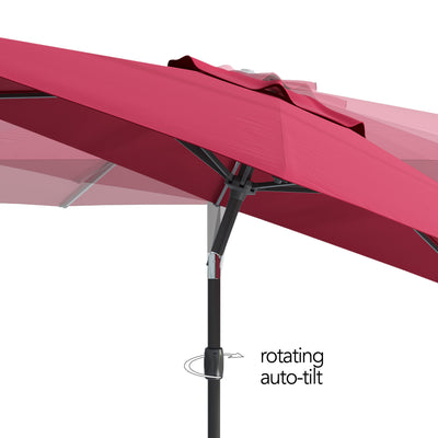 wine red large patio umbrella, tilting with base 700 Series detail image CorLiving#color_ppu-wine-red