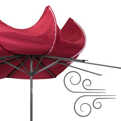 wine red large patio umbrella, tilting with base 700 Series detail image CorLiving#color_ppu-wine-red