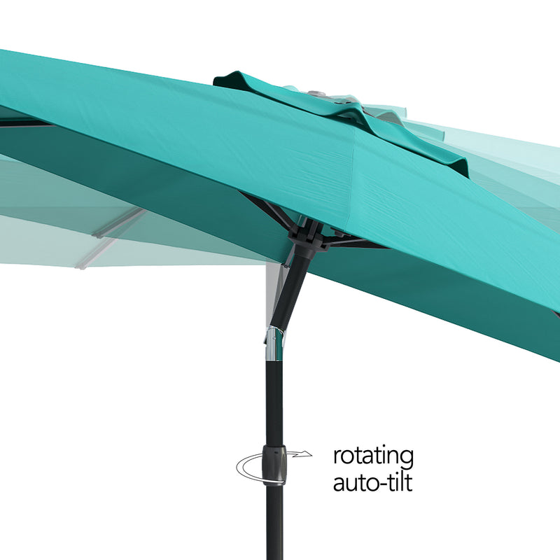 turquoise blue large patio umbrella, tilting with base 700 Series detail image CorLiving