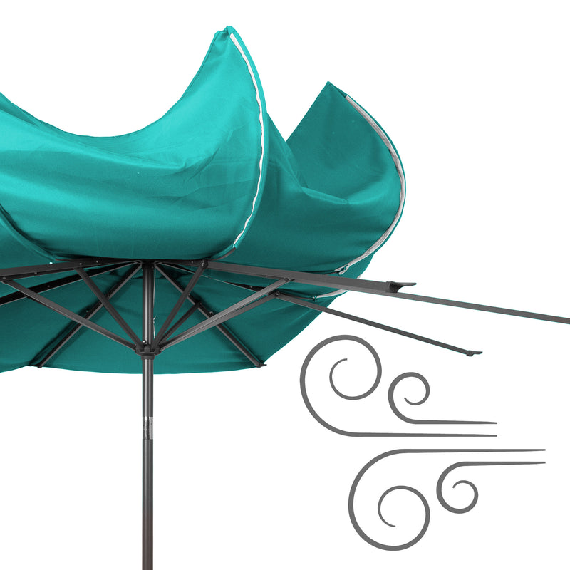 turquoise blue large patio umbrella, tilting with base 700 Series detail image CorLiving