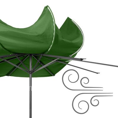 forest green large patio umbrella, tilting with base 700 Series detail image CorLiving#color_ppu-forest-green