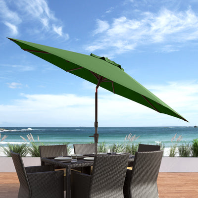forest green large patio umbrella, tilting with base 700 Series lifestyle scene CorLiving#color_ppu-forest-green
