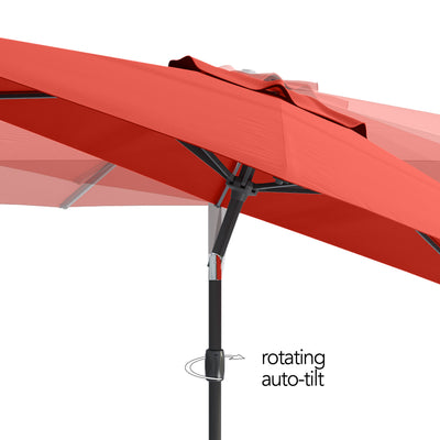 crimson red large patio umbrella, tilting with base 700 Series detail image CorLiving#color_ppu-crimson-red
