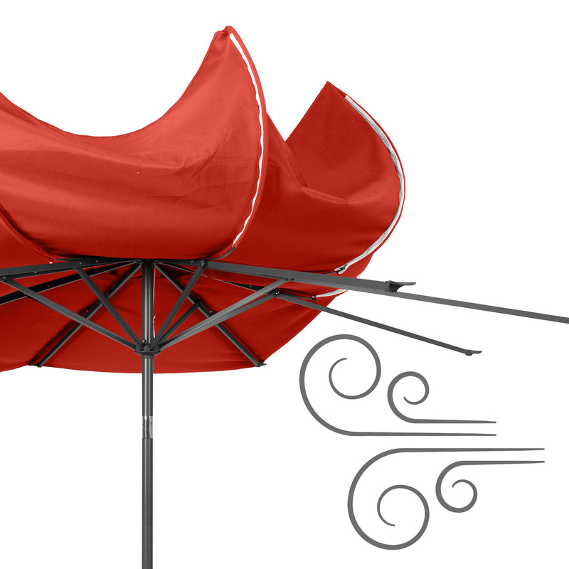 crimson red large patio umbrella, tilting with base 700 Series detail image CorLiving
